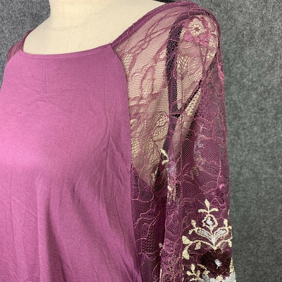 Anthropologie Akemi + Kin Bat Wing Top Women XXS Sheer Mesh Embroidered Sleeves - Picture 7 of 12